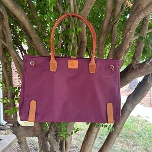Bogner purple nylon tote with leather accents